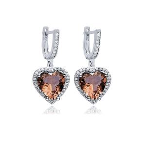 16x16mm forma de corazón sultanita CZ piedra colgante pendiente 925 plata esterlina venta al por mayor joyería fina turca - Product Image 1