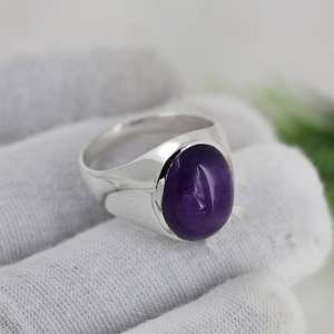 Anillo de Plata de Ley 925 con Gema de Amatista Púrpura Natural Tallada en Forma Ovalada, Anillos de Moda para Mujer, Precio al por Mayor - Product Image 5