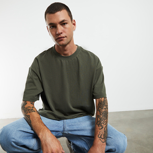 T-shirts décontractés tendance pour hommes, surdimensionnés, unis, 100% coton, conçus pour les tenues décontractées quotidiennes, pour se détendre - Product Image 5