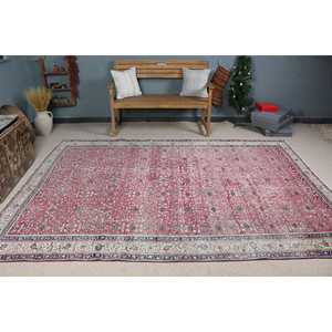 Vintage Large Rug, 6.4x9.4 ft Turkish Rug, <b>Red</b> <b>Wool</b> Rug - Product Image 2
