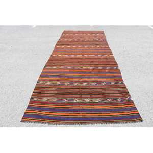 Tapis vintage, tapis turc de 5,1 x 13,1 pieds, tapis en laine bleu style sud-ouest - Product Image 1