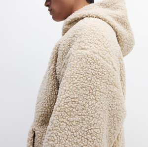 Sudadera con Capucha Personalizada con Logotipo del Fabricante, Sudadera de Spandex/Poliéster, Gruesa de 410 g/m², Estilo Teddy Sherpa, con Cierre de Cremallera 14, para Hombre - Product Image 5