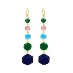Nouvelle arrivée Multi Gemstones Dangle and Hook Boucle d'oreille - Product Image 1