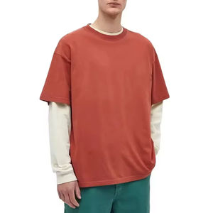 Camiseta de calidad superior para hombre 100% algodón doble capa manga larga ajuste holgado cómodo nuevo estilo con diseño impreso - Product Image 1