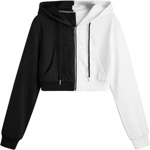 Womens hoodies & sweatshirts zipper custom <b>crop</b> top full <b>zip</b> cotton 100% fleece ladies manufacturing company sexy <b>hoodie</b> women - Product Image 5