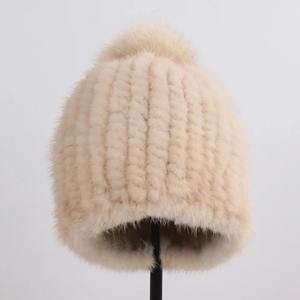 Winter Women's 100% Wool Hat Hand Knitted Warm Breathable <b>Waterproof</b> <b>Cap</b> Fox Pompoms Casual Russia Ladies - Product Image 3