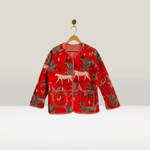 Veste d'hiver matelassée en coton faite à la main pour femmes courte nouvelle impression animale vêtements d'extérieur décontracté tissé Style de rue indien lavé - Product Image 1