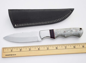 Cuchillo de fruta de acero al carbono hecho a mano, cuchillos ecológicos de EE. UU., hoja de micarta, mango de cuero fino, mango de asta - Product Image 2