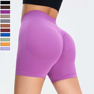 Pantalones cortos de yoga ajustados con champú Pantalones cortos de fitness de cintura alta para mujer Pantalones cortos para correr con realce de cadera - Product Image 3