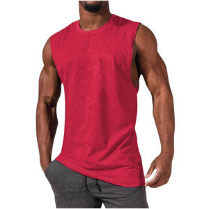 Verano temporadas estiramiento delgado hombre gimnasio deportes chaleco hombre sin mangas chaleco algodón Fitness transpirable batidor hombres camisetas sin mangas - Product Image 5