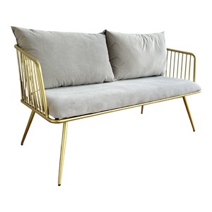 Modern 2-Seater Iron Frame Patio <b>Bench</b> with Fabric <b>Cushion</b> for Outdoor Dining or Villa SFB68070 - Product Image 1