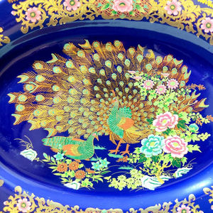 Piatto in Porcellana con Design a Pavone, Placcato Oro Marocchino, Regalo <span class=keywords><strong>Vintage</strong></span> Giapponese, Piatto per Frutta Secca - Product Image 3