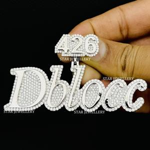 Colgante de Letra Unisex Personalizado de Oro 10K Chapado en Rodio con Diamantes Cultivados en Laboratorio, Corte Brillante Redondo, Estilo Hip Hop - Product Image 5