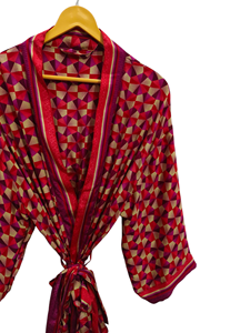 Kimono long en soie de jardin Kimono sari en soie à fleurs Kimono sari vintage Robe de plage douce Robe de fête indienne Kimono en soie fait à la main - Product Image 3