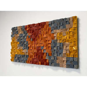 ภาพจิตรกรรมฝาผนังโมเสคไม้ไหม้แบบชนบท - คุณสมบัติตกแต่งที่เป็นเอกลักษณ์สำหรับบ้านและสำนักงาน - Product Image 1