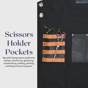 Custom Grooming Apron with Leather Tool Holders with Multiple Pockets for Scissors, Brushes Phone Water Resistant Work Apron - Product Image 5