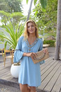Traditional Embroidered Summer <b>Beach</b> Wear <b>Tunic</b> Bikini Cover up Bohemian Embroidery Short Dress Top Sun Dress With Crochet Lace - Product Image 2