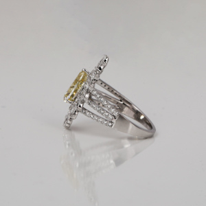 14K oro sólido amarillo pera corte laboratorio cultivado diamante doble Halo anillo de compromiso IGI certificado Diamante compromiso anillo de regalo - Product Image 2