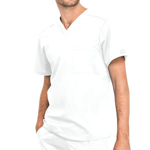 Trajes de limpieza de hospital para hombres de calidad, uniformes cómodos estirables de longitud regular, Material de LICRA teñido liso - Product Image 3