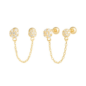 Orecchini da donna alla moda in oro 14k Fine orecchini da festa a catena semicerchio zircone cubico Piercing gioielli regali all'ingrosso K-gioielli - Product Image 2