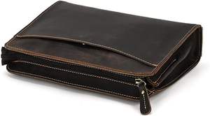 Luxury Men's Vintage Style PU Leather Clutch Purse Zipper <b>Handbag</b> Detachable Wrist <b>Strap</b> High Quality Solid Pattern - Product Image 6