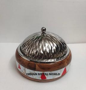 Vaisselle de serveur de nourriture de qualité créative de conception de fantaisie et marmite chaude en bois et acier inoxydable pour la vaisselle d'hôtel au prix de capot - Product Image 3