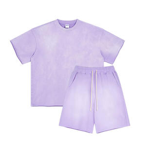 Conjunto Deportivo Personalizado Ligero y Reversible de 2 Piezas: Camiseta y Pantalones Cortos de Algodón con Lavado Ácido para Gimnasio y Verano - Product Image 5