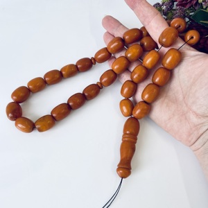 Perles de prière islamiques en ambre allemand ancien, Tasbih en ambre baltique naturel, Misbaha marron vintage, 100 grammes - Product Image 6