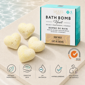 Bombes de bain effervescentes au lait de chèvre, 4 pièces, coffret cadeau spa avec huile de pépins de raisin, sel marin, vitamine E, soin hydratant pour une peau douce - Product Image 3