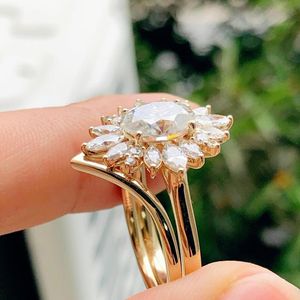 Oval Cut Lab Grown Diamond Engagement <b>Ring</b> Set IGI Certified 14K Yellow Gold Halo Wedding <b>Ring</b> Cute Style RITZIN Brand - Product Image 2
