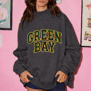 Women Autumn Winter Oversized Mockneck Fleece Sweatshirt Relaxed Fit Casual Long Sleeve Pullover Cozy Fashion <b>Top</b> Front Logo - Product Image 6