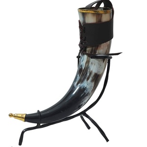 High Quality <b>Viking</b> Drinking Horn with Stand Polished Carved Animal Style Natural for Wedding or Home Decoration available - Product Image 4