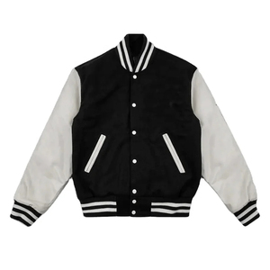 Veste universitaire en laine avec manches en cuir, broderie en chenille respirante, veste universitaire d'extérieur pour hommes, services OEM - Product Image 1