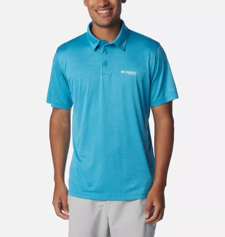 Herrenbekleidung Polyester Elasthan Fitness Slim Fit Shirt Druck Tarnknopf hinten Golf Polo T-Shirt individuelles Logo