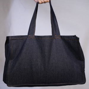 Haute qualité personnalisé réutilisable coton toile bleu ciel couleur sac fourre-tout grande capacité écologique recyclé sac promotionnel - Product Image 6