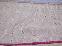 Sari Dhakai Jamdani en coton de haute qualité à prix abordable pour femme, prêt-à-porter, entièrement cousu, séchage rapide, bleu, vert, doré