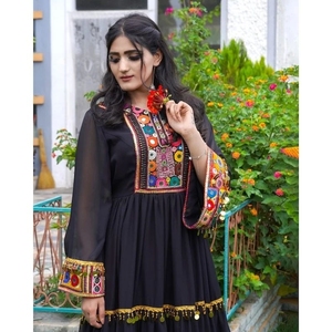 ชุดเดรส kuchi ชนเผ่าวินเทจสไตล์อัฟกานิสถาน/ปากีสถานชุดปาร์ตี้ kuchi แบบดั้งเดิมหลากสีชุดเดรส3092โคจิ - Product Image 3