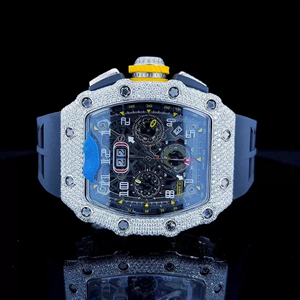 Mejor regalo de joyería de moda de alta calidad de los hombres Iced Moissanite reloj VVS diamantes oro blanco correa de acero inoxidable 20mm analógico - Product Image 1