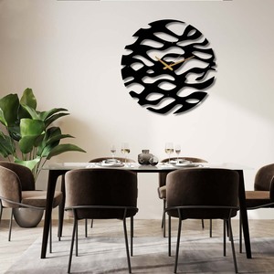 Modern Wave <b>Design</b> Extra Large <b>Wall</b> <b>Clock</b> Unique Home Decor with Neutral Metal Finish Contemporary Wooden Table Top - Product Image 5