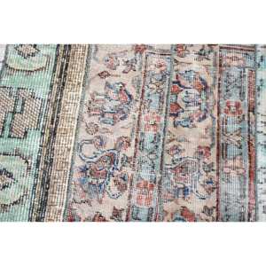 พรมตุรกีวินเทจ3.1ft เบจสีน้ำตาล3.1 x ขนสัตว์แฮนด์เมดพร้อมแผ่นรองยางลายเย็บปะสี่เหลี่ยมผืนผ้าสำหรับข้างเตียง - Product Image 5