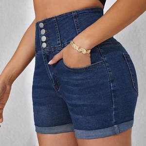 Produit le plus vendu en ligne Shorts en jean pour femmes Matériel personnalisé Fabriqué avec une étiquette privée personnalisée Short en jean pour femmes - Product Image 6