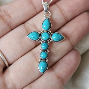 Colgante de plata con Cruz sintética turquesa, colgante de Cruz ligera, el mejor regalo para Christian - Product Image 5