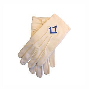 White Masonic <b>Gloves</b> With Embroidered Square Compass Masonic Freemason Embroidered 2026 <b>Dress</b> <b>Gloves</b> - Product Image 1