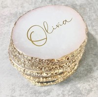 Sous-verre en Agate Blanche Haut de Gamme, Luxe Religieux, Écologique, Fait Main, Impression Numérique, Moderne, Nom Personnalisé, Parfait Toutes Saisons