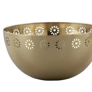 Bol de service en métal hautement poli avec un design unique pour la salade de fruits et les collations, service indien à prix de gros, fournisseur - Product Image 3