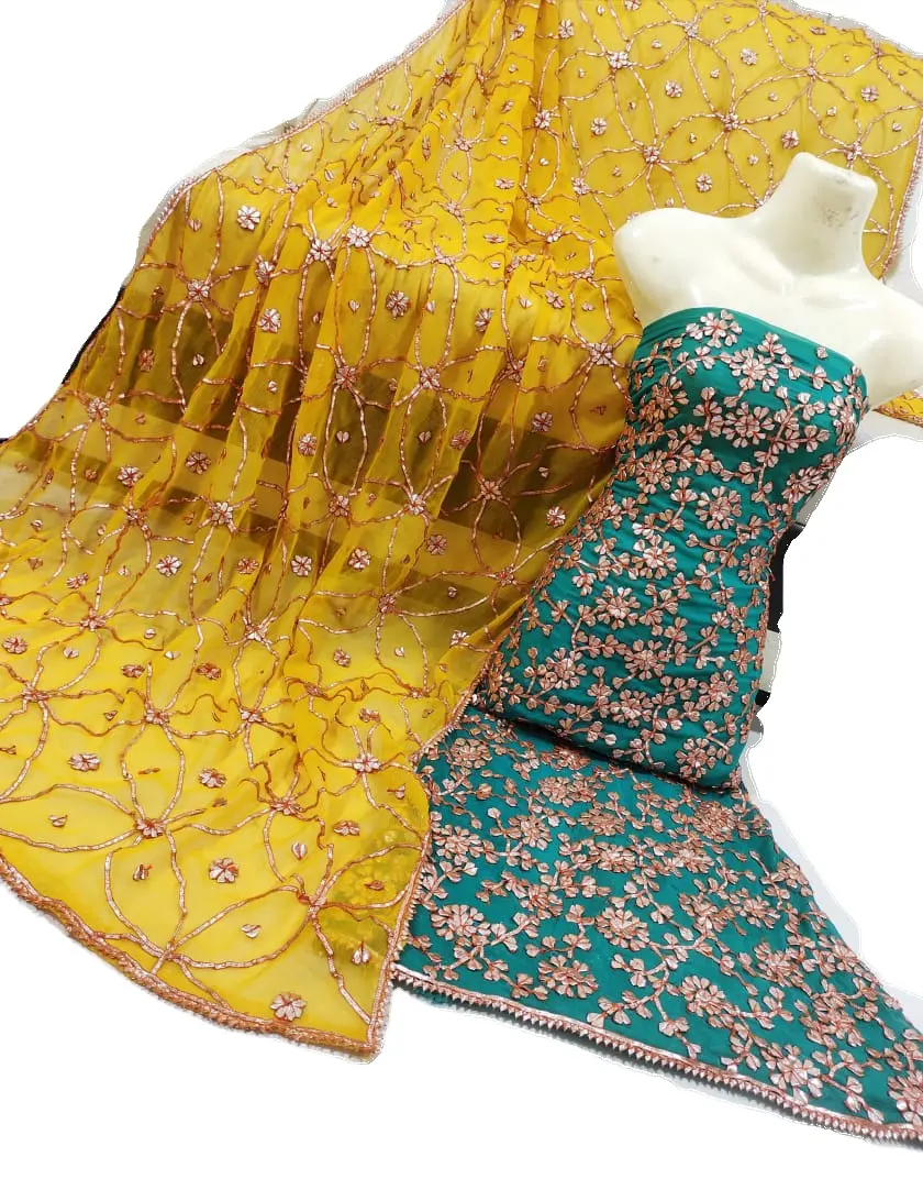 インドとパキスタンの服のSalwarkameezカジュアルウェア-デザイナーロングコットンサルワルカミーズ-Salwarkameezカッティング