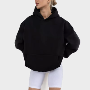 <b>Top</b> Selling <b>Winter</b> Long Women Oversized Hoodie Velour Plain Dyed Streetwear Solid Drop Shoulder Customised Logo Printing - Product Image 2