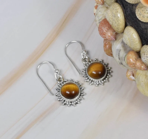 Pendientes de Ojo de Tigre hechos a mano, joyería de piedras preciosas redondas de Plata de Ley 925, perfecta para regalo de boda o aniversario, venta al por mayor - Product Image 2