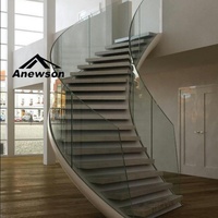Escalier incliné décoratif pour appartement Marches de mise en page de garde-corps Plan de marche Banister circulaire Cage d'escalier Escalier incurvé