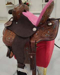 Selles de barrel racing western en cuir, avec assise rigide en plastique, taille personnalisée, fabricants OEM, best-seller équestre, durables - Product Image 4
